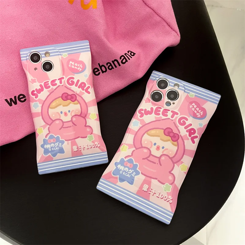 

Lovely Pink Peach Candy Phone Case Cover for IPhone 11 12 13 Pro XR XS Max Shockproof Case for IPhone 13 Cases