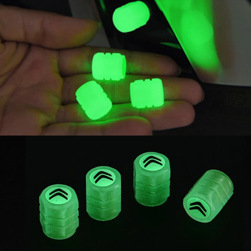 

4Pcs Luminous Car Wheel Tire Valve Stem Air Caps For Citroen Logo C3 C4 C4L C5 C6 XSARA PICASSO Car Accessories