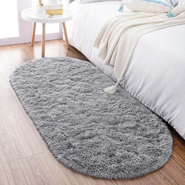 

LOCHAS Faux Fur Area Rugs Oval fluffy Long Hair Carpet Floor mats plush Soft door Mat bedside carpets for bedroom living room