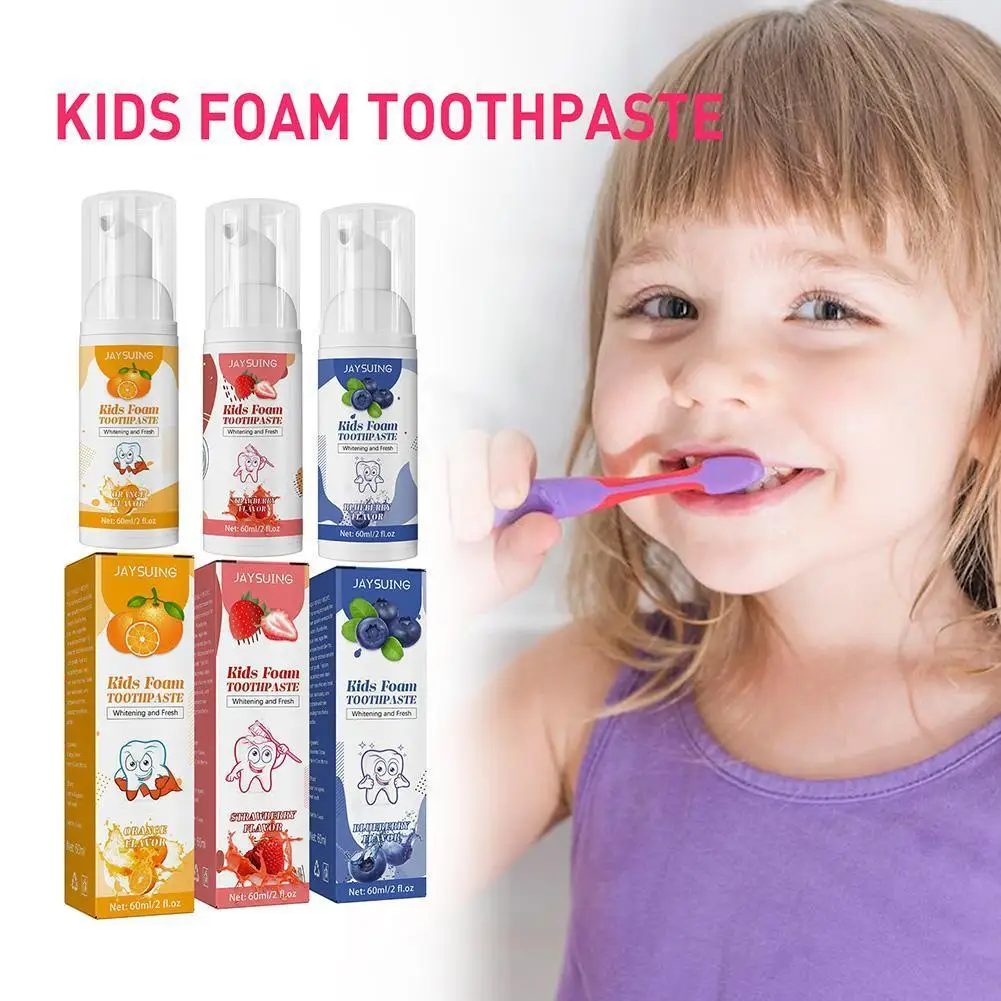 

Strawberry Blueberry Orange Foam Toothpaste Stain Removal Teeth Mouth Clean Toothpaste Whitening Mousse Tooth Paste Dental Care