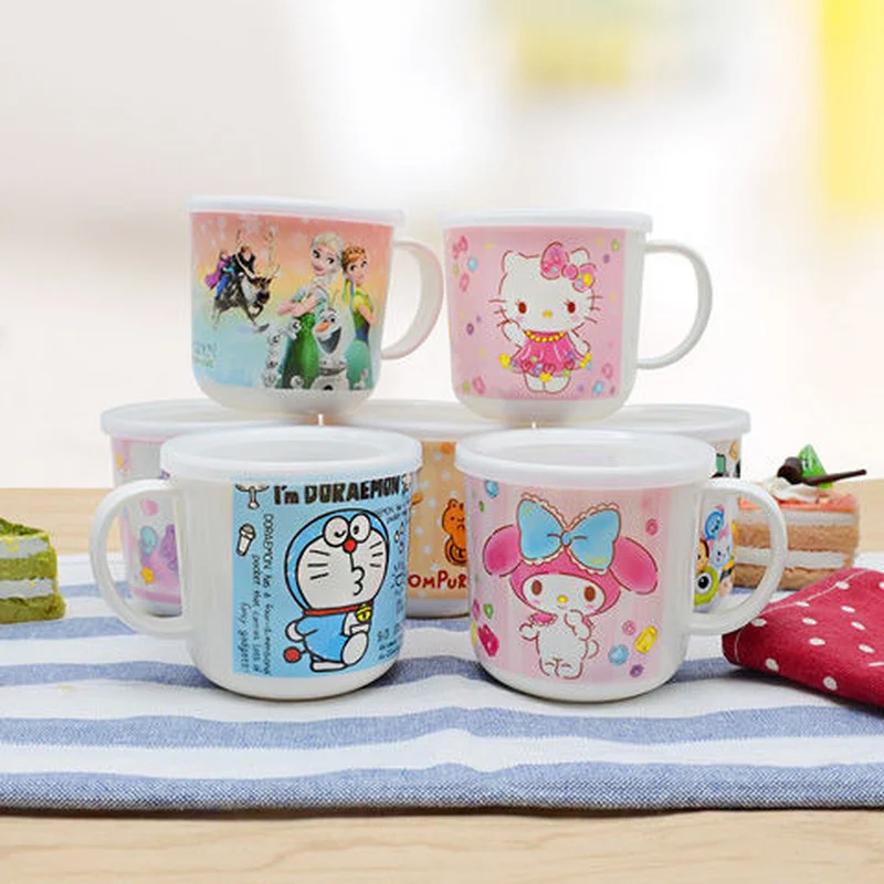 

Kawai Katie Cat Melody Cartoon Children's Drinking Cup with Cover Single Milk Cup Imitation Ceramic Mug Baby Drinking Cup