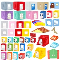 big particles building blocks house parts accessory window wall roof construction assemble diy brick educational toys for kids
