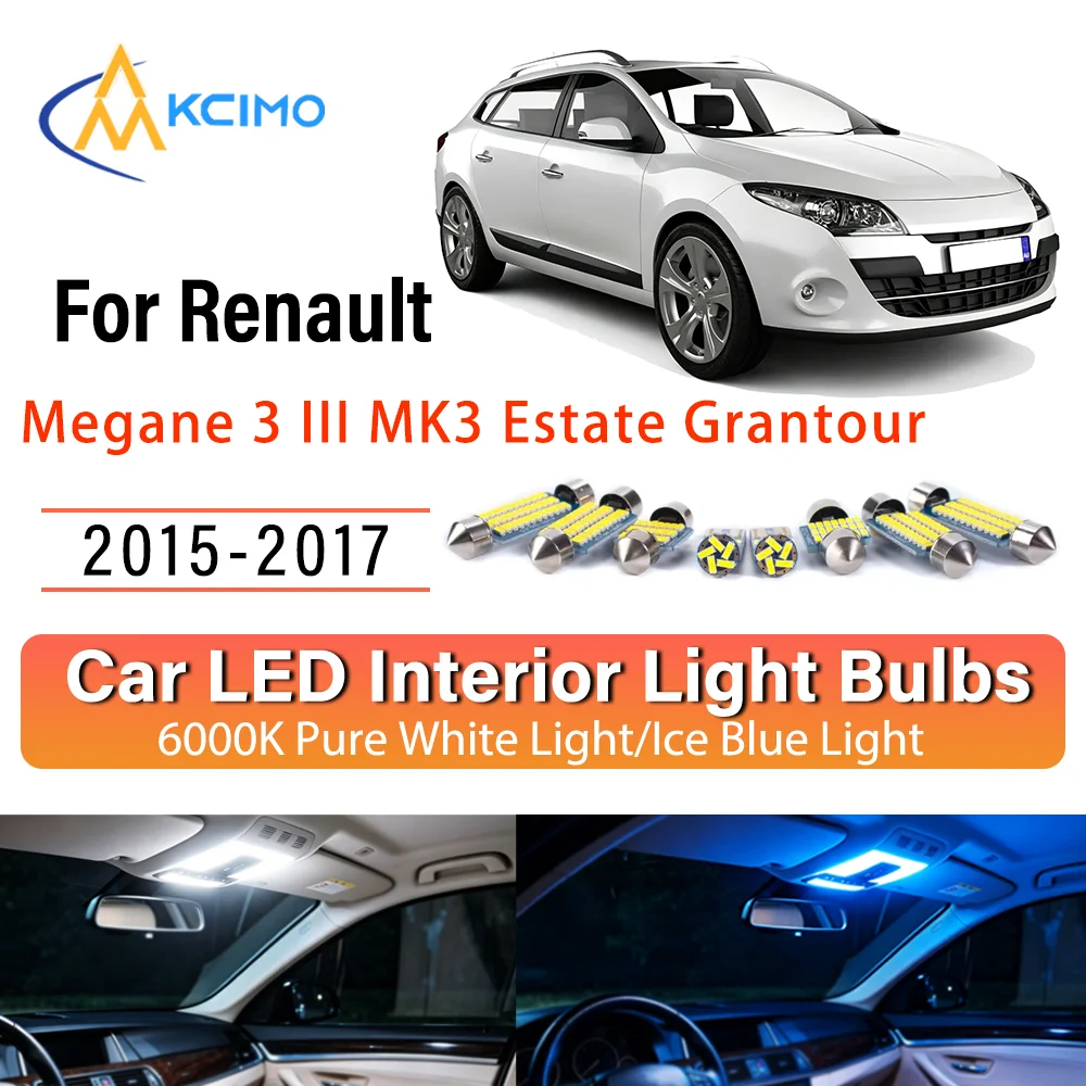 Фото Комплект светодиодных ламп для салона Renault Megane 3 III MK3 Grantour 2009-2015: легкая установка, яркое освещение салона, карты, дверей и зоны вокруг автомобиля №1
