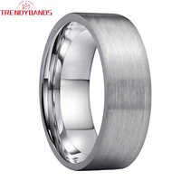 mens womens tungsten wedding band engagement rings fashion jewelry silver color flat brushed finish comfort fit