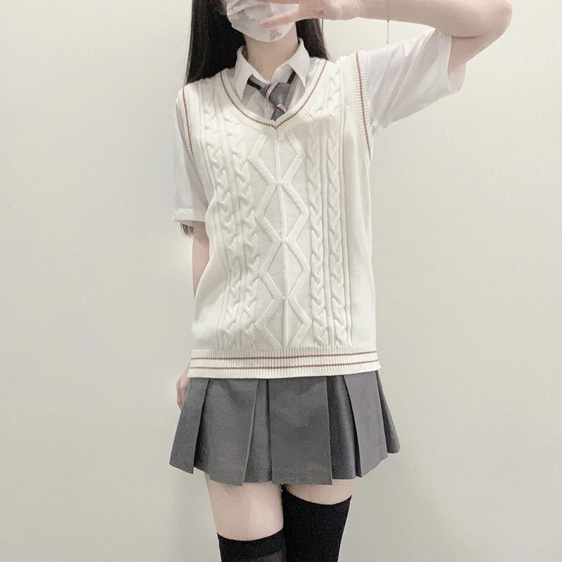 [Оригинал от Park Ying] Jk Uniform Japan fashion преппи вязаный пуловер свитер с V-образным