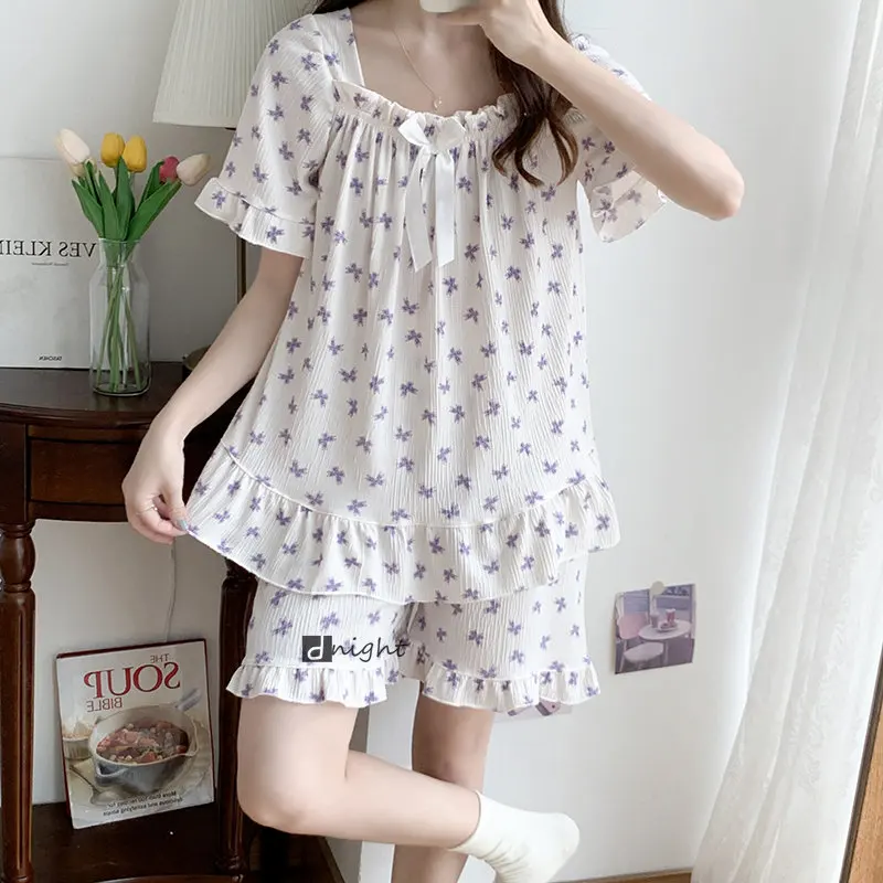 Japanese Summer Women Pajama Set Short Sleeve Pajamas Plus Size Nightwear 6XL Pyjamas Home Clothing Sleepwear Lounge Pijama