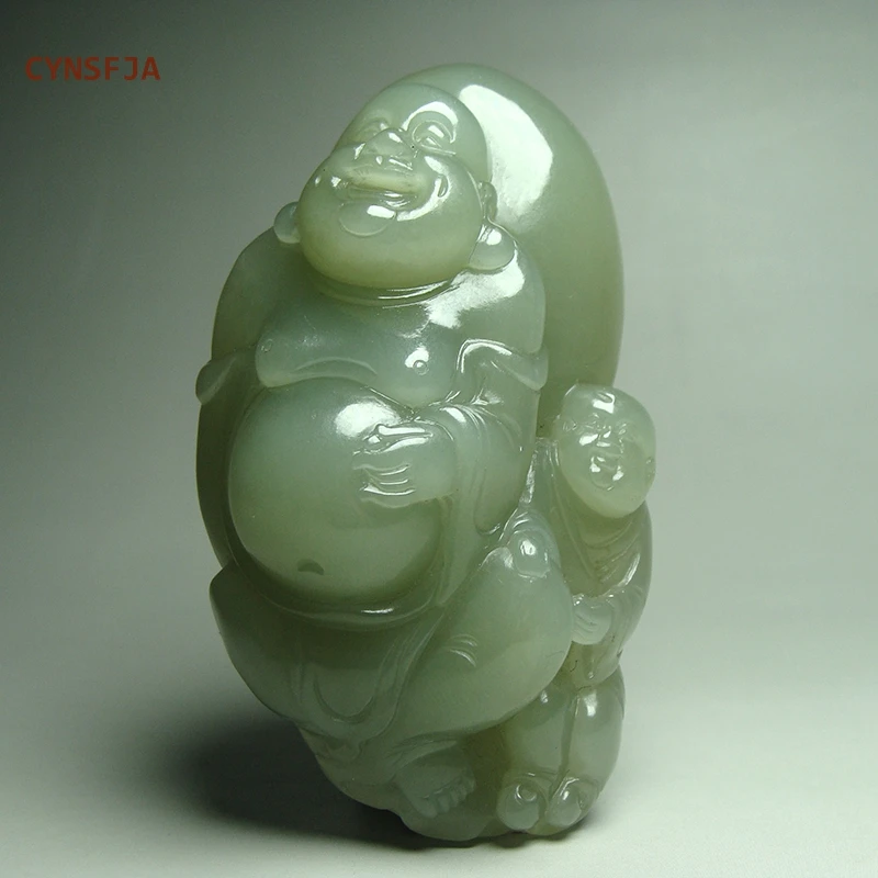 

CYNSFJA Real Rare Certified Natural Hetian Nephrite Lucky Buddha Hand Pieces Jade Carving Master Work High Quality Best Gifts