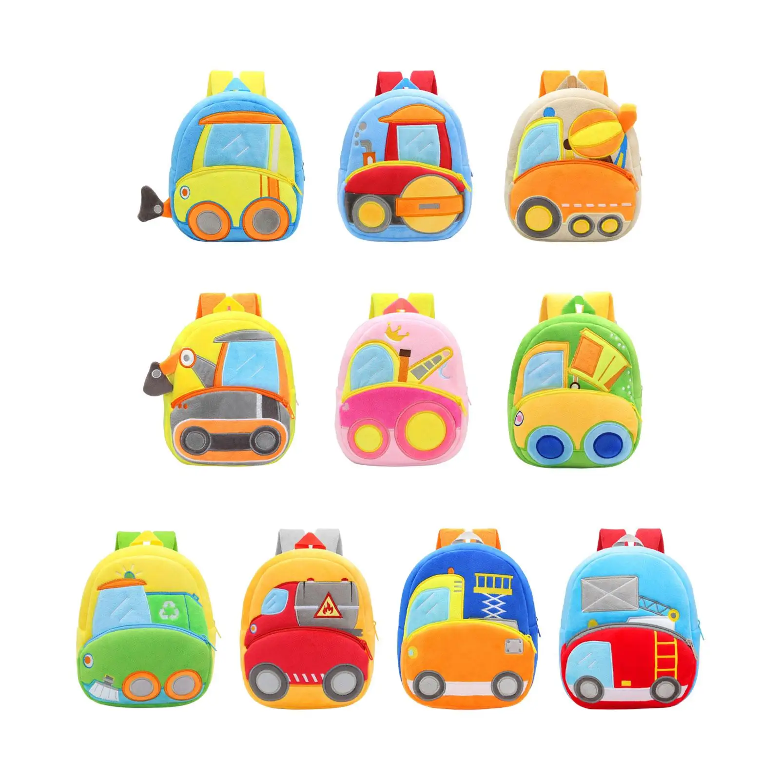 

Plush Kids Backpack Truck Theme Toddler Book Bag for Kindergarten Children