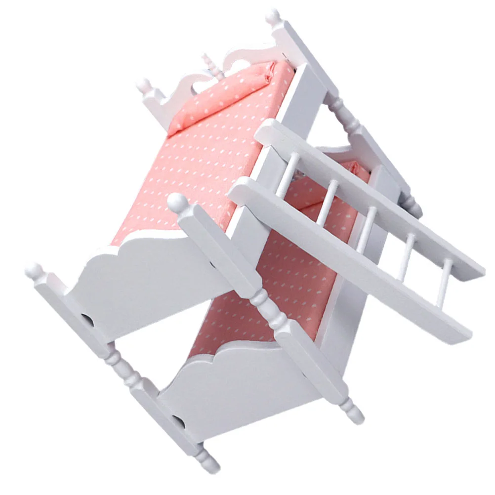 

Bunk Bed Chidrens Toys Mini Furniture Model Kids House Props Wooden Ornament