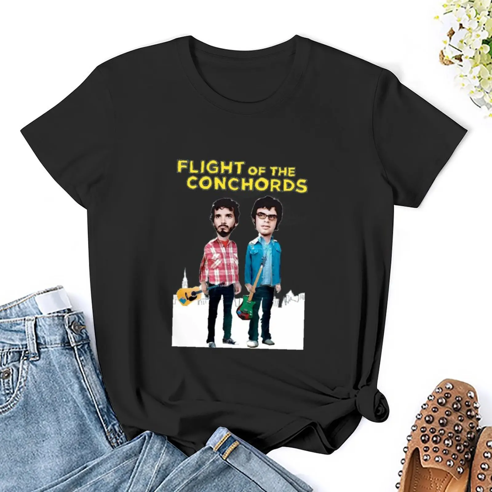 Футболка с надписью Flight Of The Conchords Простые Летние топы женские футболки