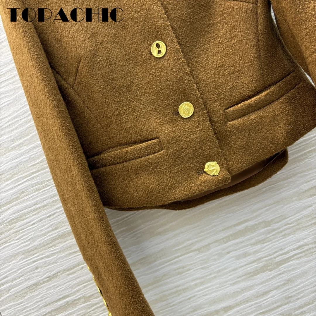 11.3 TOPACHIC-Женская высококачественная твидовая куртка с воротником-стойкой модная