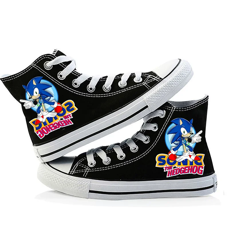Sonics-zapatos de lona con estampado de dibujos animados para niño, calzado de deporte al aire libre, Unisex