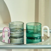 colorful handle ripple coffee cup heat resistance glass mug milk tea office cups drinkware birthday gift coffee mugs