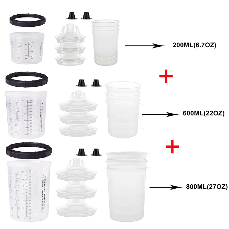 Стакан для пистолета краскопульта одноразовый 200/400/600/800/600 мл