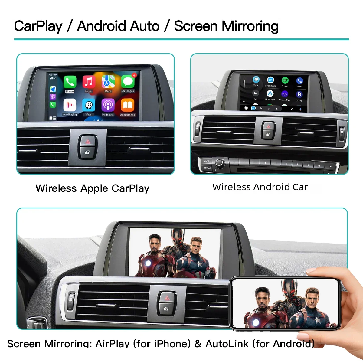 Фото Беспроводной CarPlay для BMW NBT/CIC/EVO/CCC 1 2 3 4 5 7 серии E70 F10 X1 X3 F25 F26 F48 MINI X4 X5 X6 F56 F15 Android Auto декодер №5