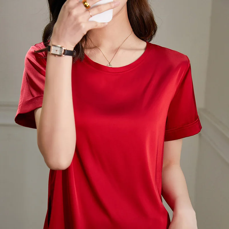 Тяжелая шелковая футболка для женщин белая высококачественная и атмосферная