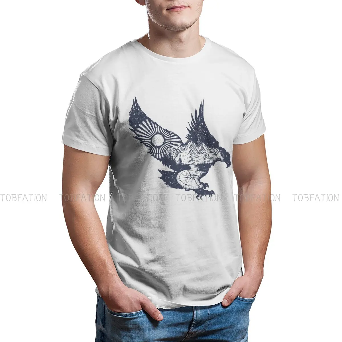 

Tribal Force Tribal Marks TShirt for Men Eagle Double Exposure Soft Summer Tee T Shirt High Quality New Design Fluffy