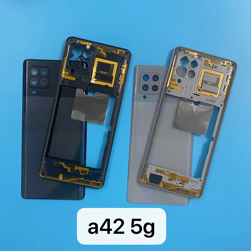 

For Samsung Galaxy A42 5G A426 Phone Housing Middle Frame+Battery Back Cover Case Panel Lid Rear Door+ Camera Lens +Logo Parts