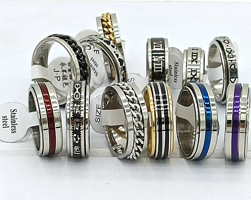 Мужское вращающееся кольцо-Спиннер из нержавеющей стали 30 шт./лот | Украшения и