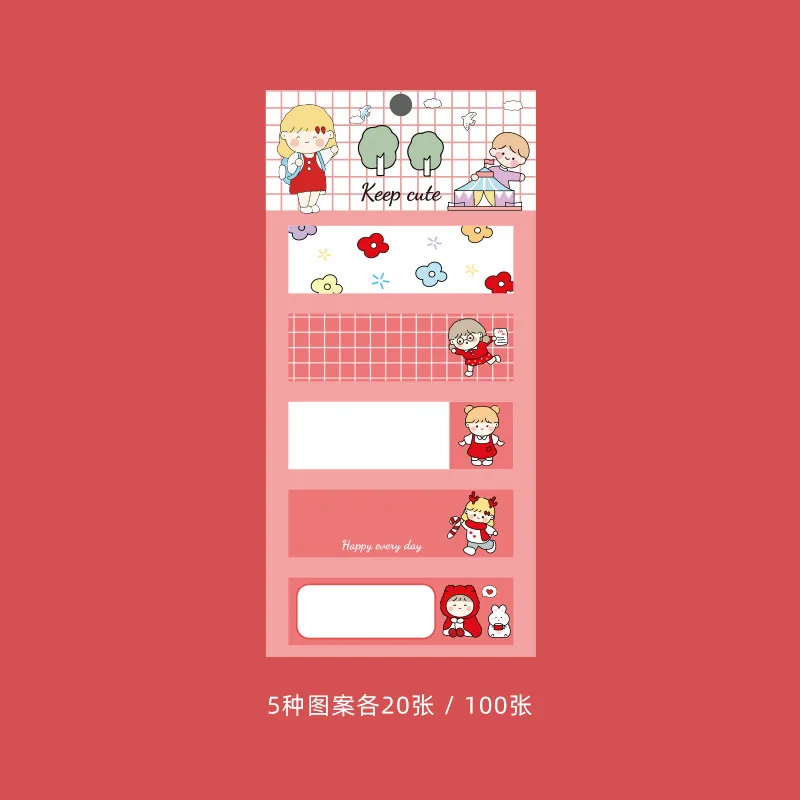 100 Pieces of Ins Cartoon Sticky Notes Index Posted Message, Romantic Spring Series Sticky Notes Hand Account Decorative Sticker