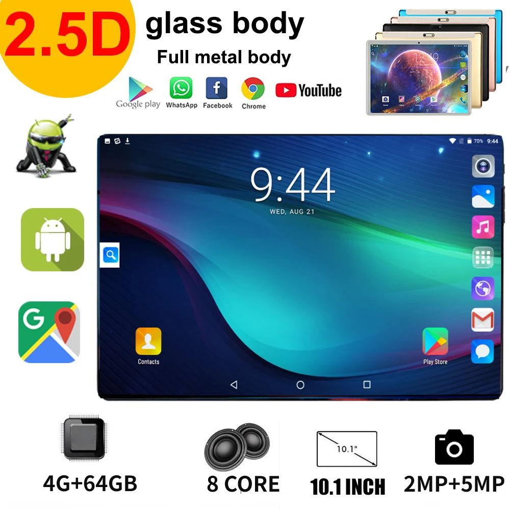 Dual SIM Android 9.0 Tablet 10.1 Inch 4GB+64GB Android Tablet WIFI Tablets Tablete GPS Google Play Tablet Mini Tablet Lcd