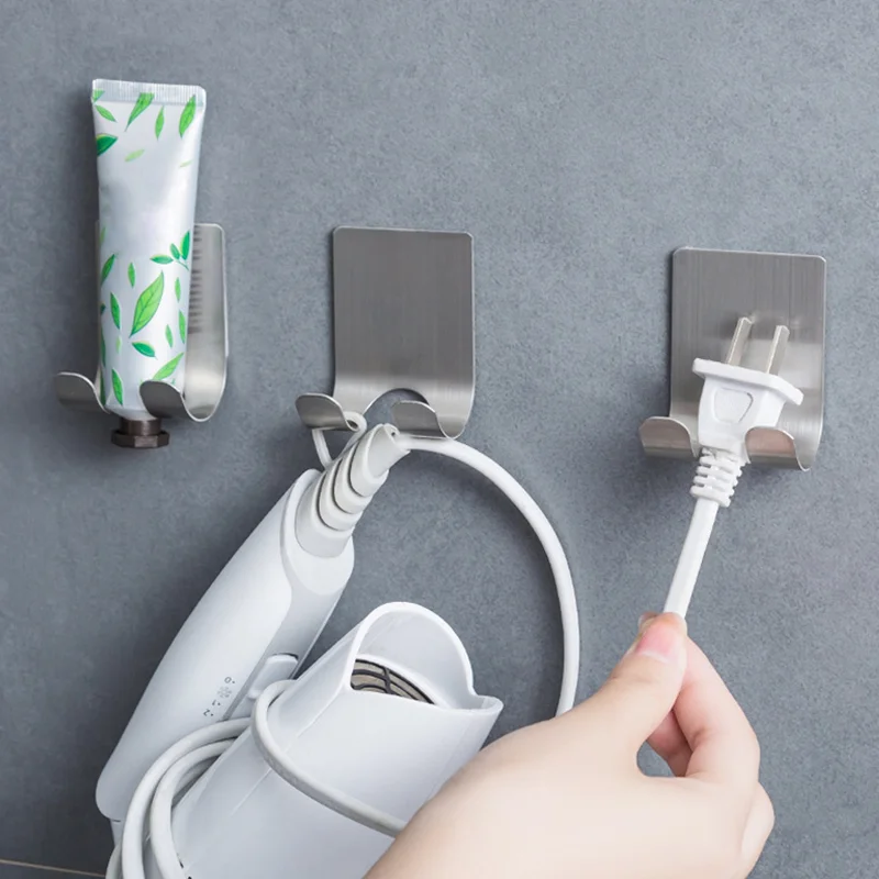 

Hook Socket Holder Power Plug Hanger Gadgets Storage Kitchen Accessories Bathroom Organizers Self-Adhesive Wall Hanging