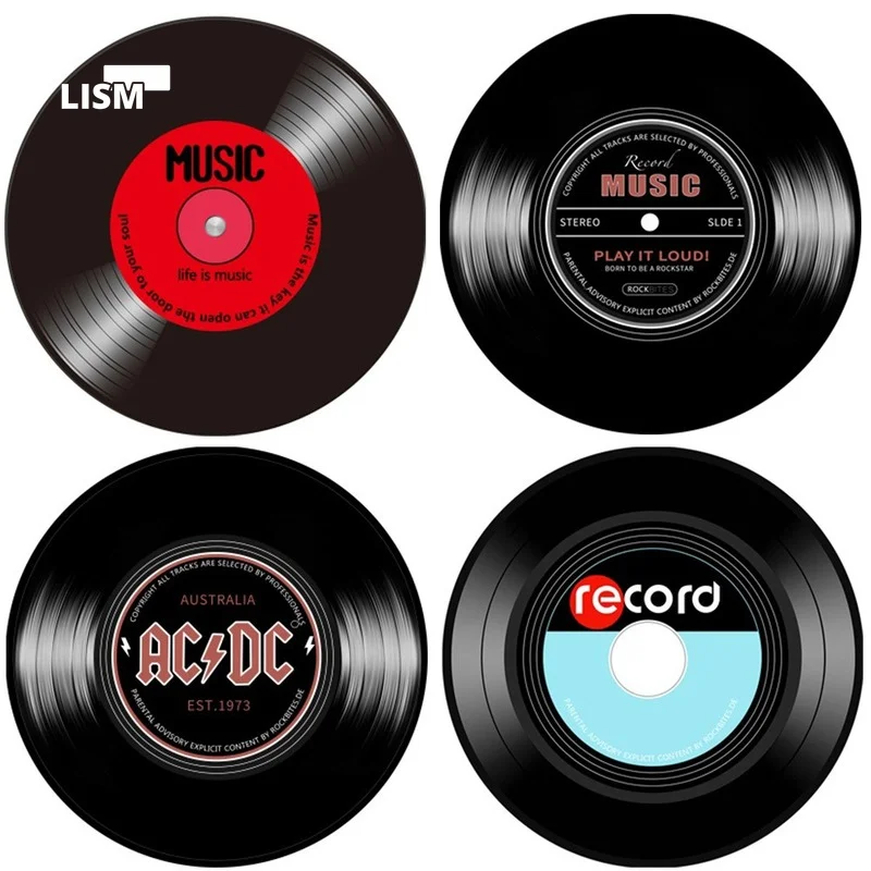 

Black Retro Fashion Modern Personality Music Vinyl Record Round Floor Non-slip Living Room Bedroom Mat Carpets for Bed Large Rug