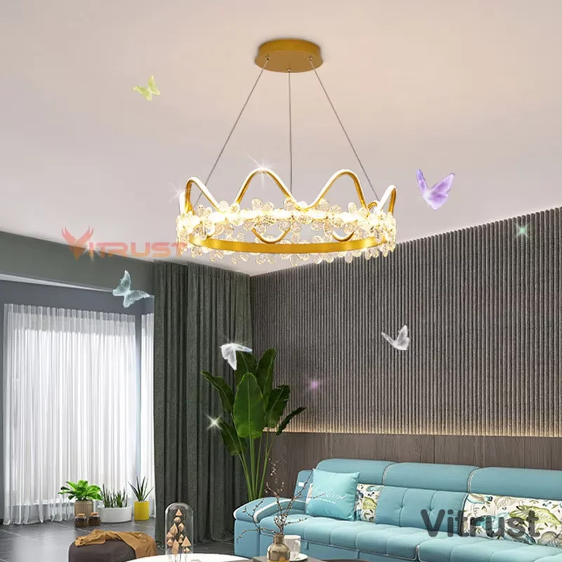 Скандинавская хрустальная люстра лампа для детей домашний светильник девочек