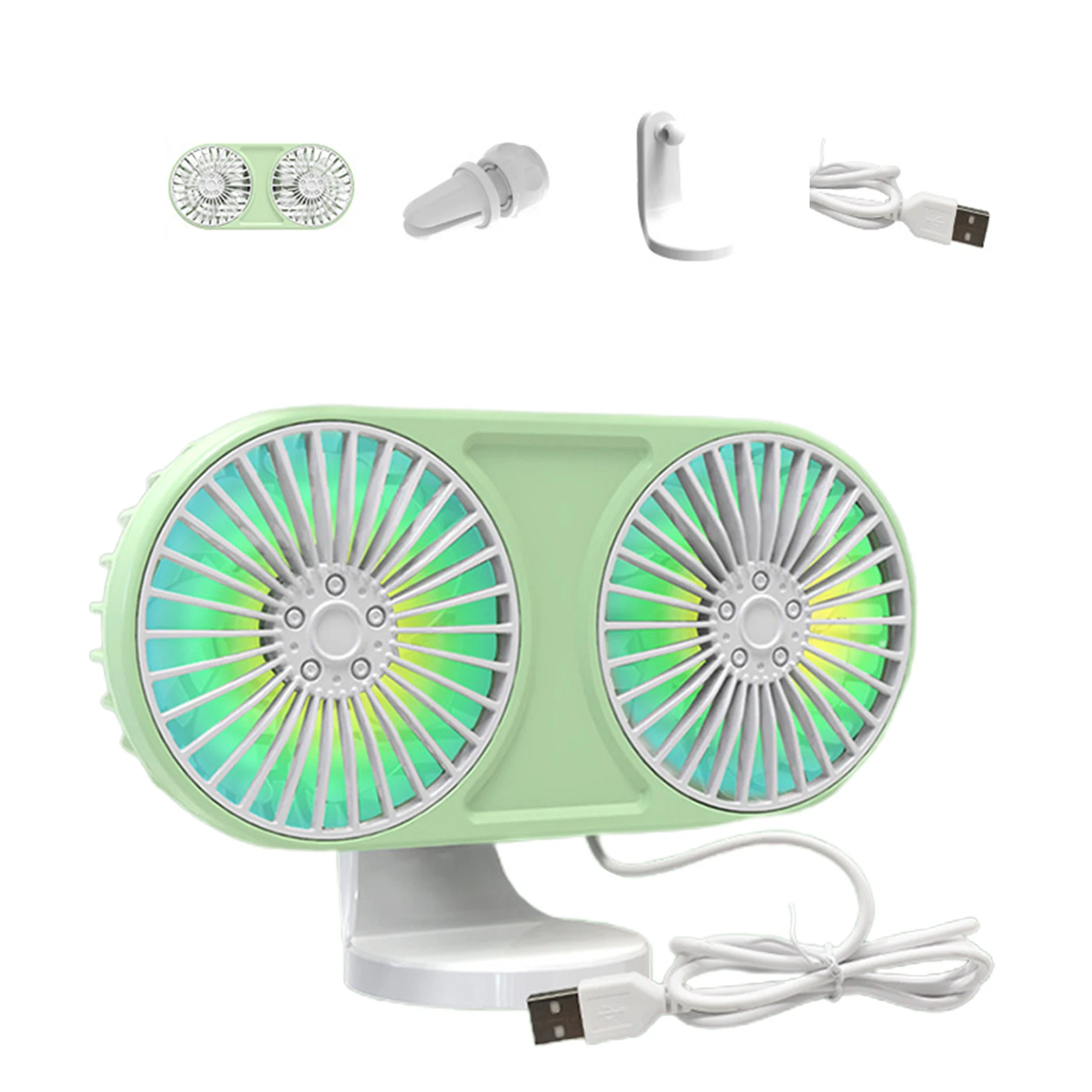 

Portable Cooling Fan For Car Portable Quiet Cooling Fan Adjustable 3 Wind Speed Portable Quiet Dual Head Auto Small Fan For Air