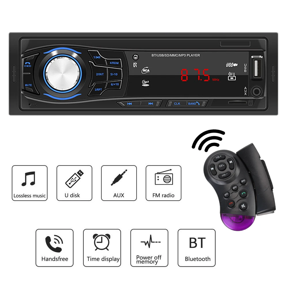 

Headunit Support With Remote Control USB MP3 Player 1 Din Car Stereo FM Radio RCA Audio Subwoofer Auto Parts Bluetooth Car Radio