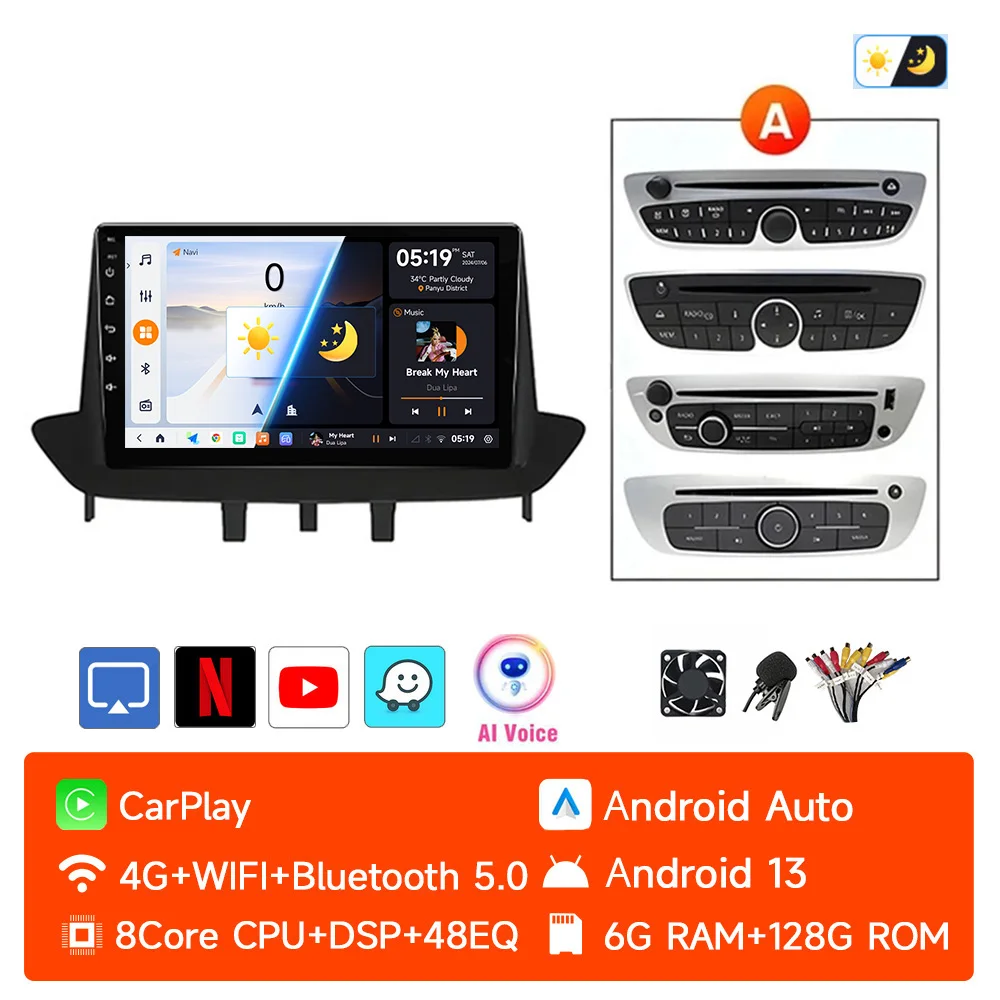 

JIUYIN Android GPS Автомагнитола для Renault Megane 3 Fluence Samsung SM3 2008 - 2014 стерео Мультимедийный видеоплеер DSP CarPlay