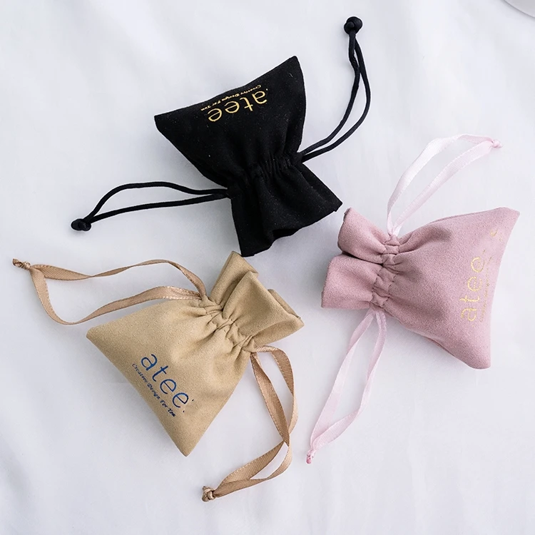 

100 шт., бархатные мешочки для ювелирных украшений на шнурке