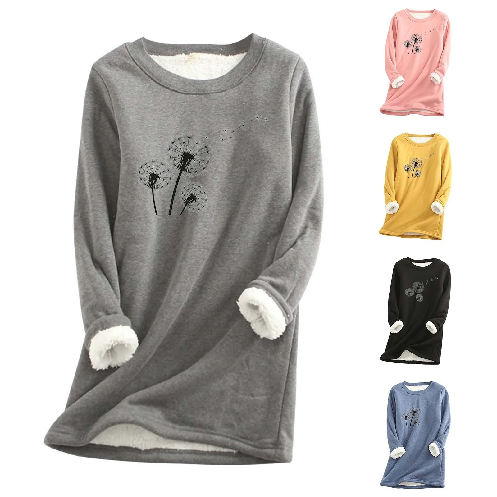 

Женский Повседневный УТЕПЛЕННЫЙ ТОП с принтом из овечьей шерсти