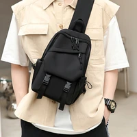 yoreai casual mens student trend chest bag all match black waterproof messenger bags street three dimensional storage packge