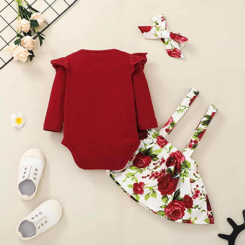 Осенне-весенний комплект одежды для маленьких девочек из 3 предметов однотонный