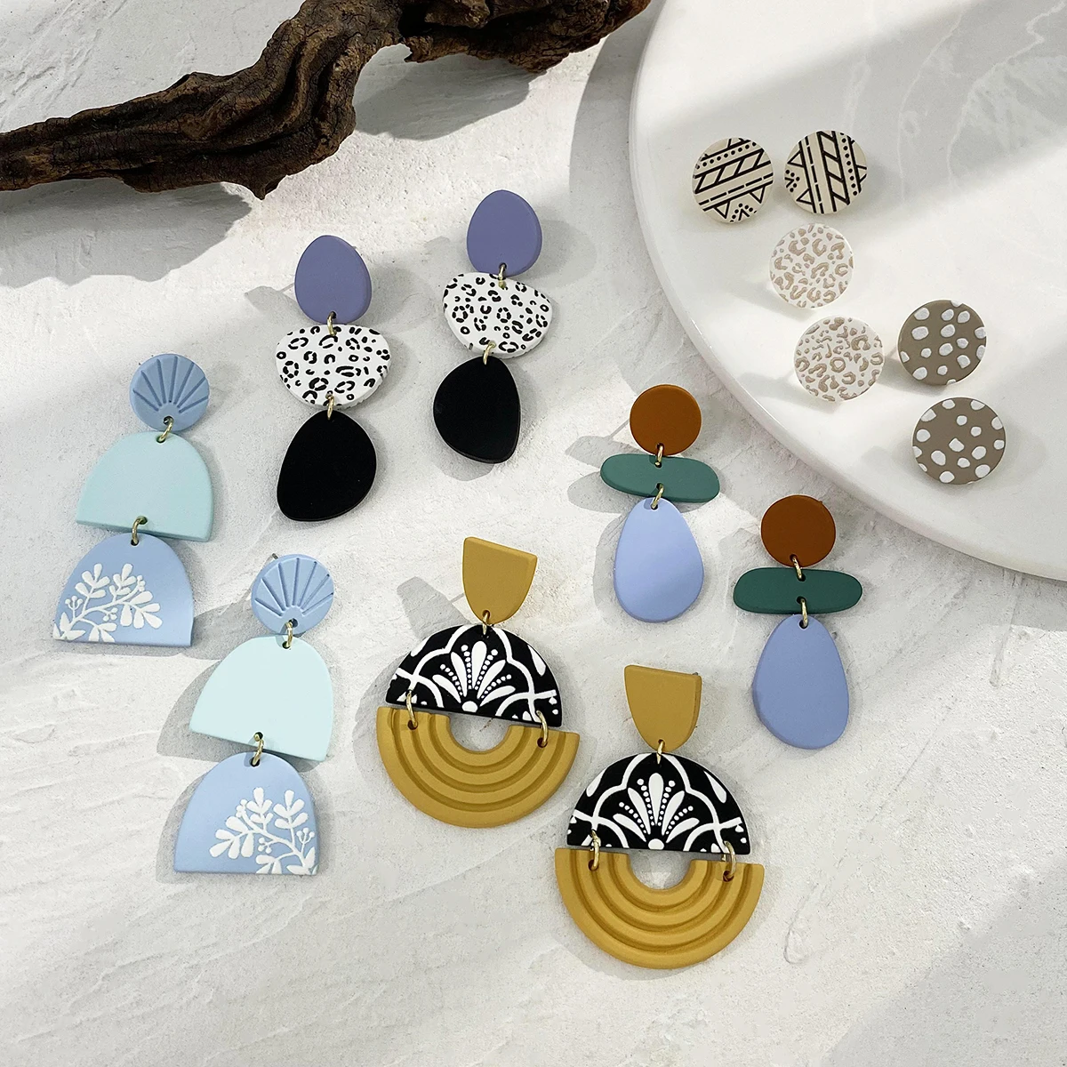 Женские акриловые серьги-подвески AENSOA Разноцветные серьги с граффити и