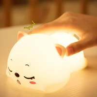 led cat night light rechargeable animal patting colorful silicone children mood lights bedroom remote control baby sleeping lamp