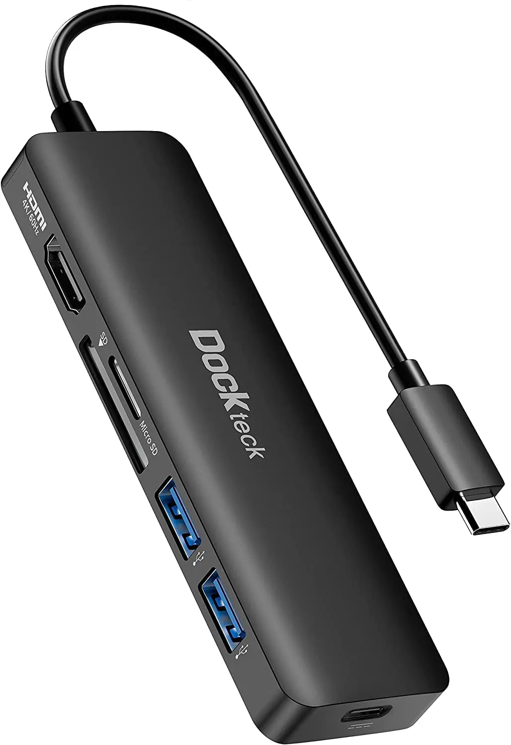 

USB C Hub, 6-in-1 Type C Hub with 4K 60Hz HDMI, 100W PD, SD & microSD Card Reader, 2 USB 3.0 Data 5Gbps, Dockteck USB-C Adapter
