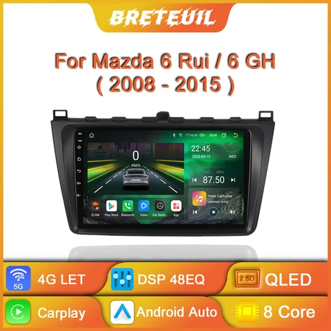 Автомагнитола на Android для Mazda 6 Rui Wing Mazda6 GH 2008 2009 2010 2011 2012 2013 2014 2015, мультимедийный плеер, навигация GPS, сенсорный экран Carplay, автостерео