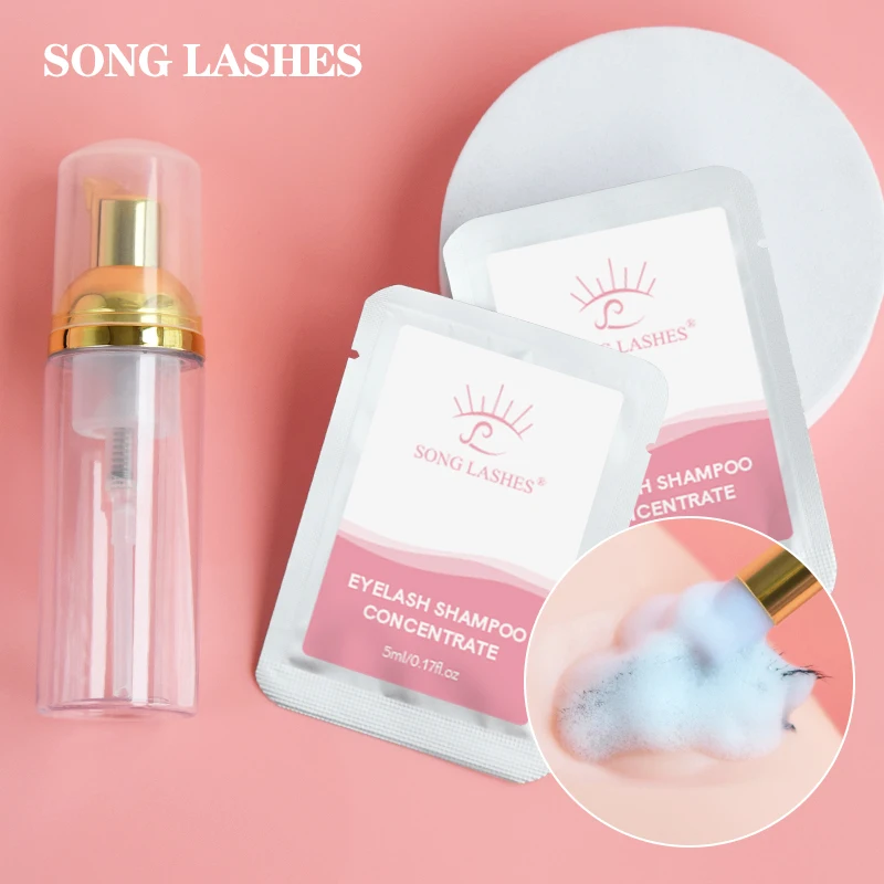 

Song Lashes Lash shampoo+Empty Shampoo Bottle Concentrate Lash Bath Foam Cleanser Mousse Friendly For Eyelashe Extension Makeup