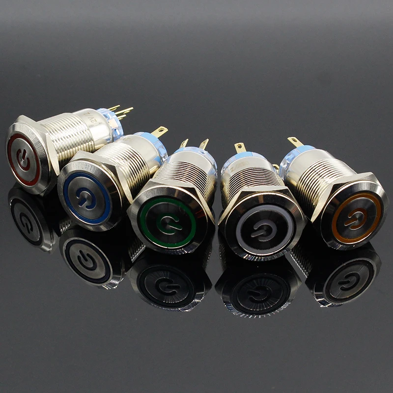 Водонепроницаемый кнопочный переключатель включения звонка дверного гудка из нержавеющей стали с металлической пластиной, светодиодом, для автомобиля, 5В 12В 24В 220В.