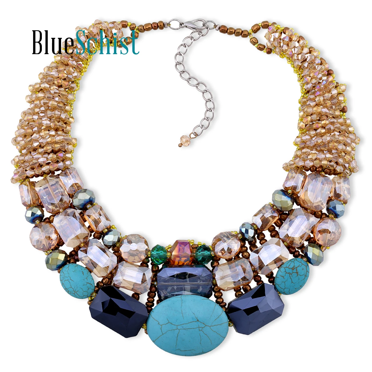 

New Women's Synthetic Turquoise Statement Bohemia Necklace for Women Party Wedding Prom Strands Collar Chokers Necklace Jewelry