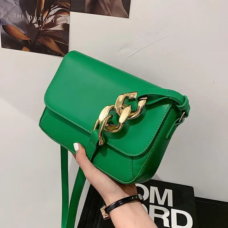 

2021 Thick Chain Design Small PU Leather Flap Crossbody Bag Women Beautiful Fashion Ladies Handbag Wallet