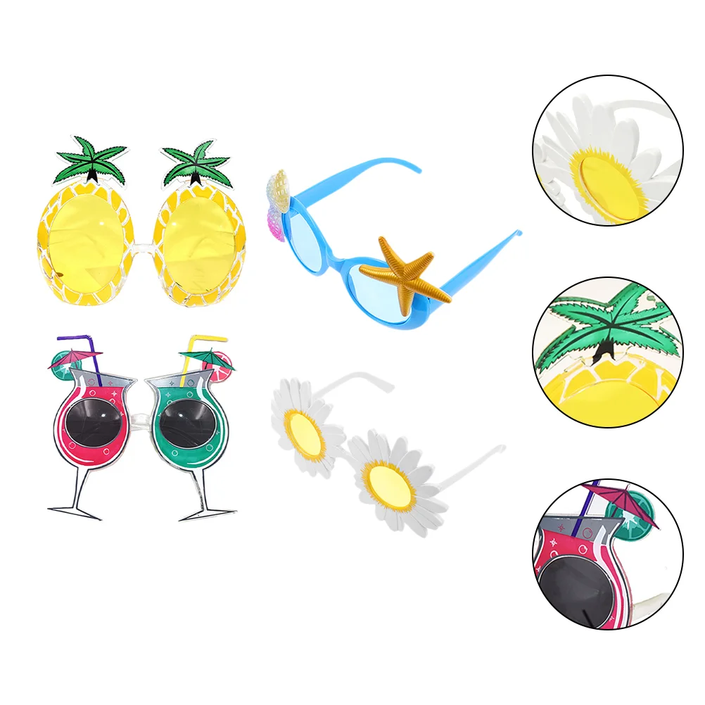 

4Pcs Delicate Hawaii Sunglasses Cosplay Party Glasses Children Funny Sunglasses