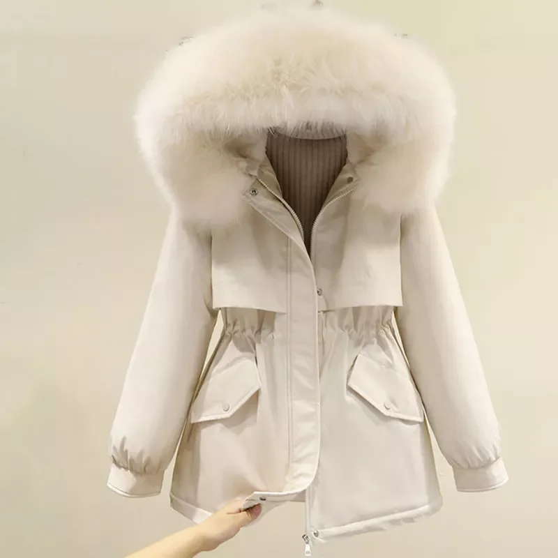 New2022 Cotton Padded Down Jacket Women Mid-length New Style Winter Plus Size 2XL Hooded  Winter Jacket Coat Loose Down Parka