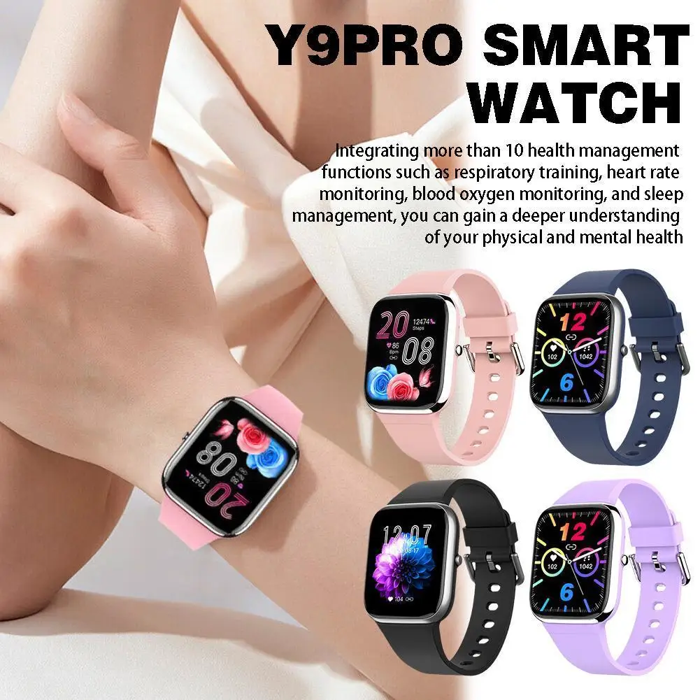 

Y9 Pro Smart Watch Fashion Women Men 1.85inch Bluetooth Play Music Call Blood Heart Rate Monitoring Smartwatch Glucose K7Y2
