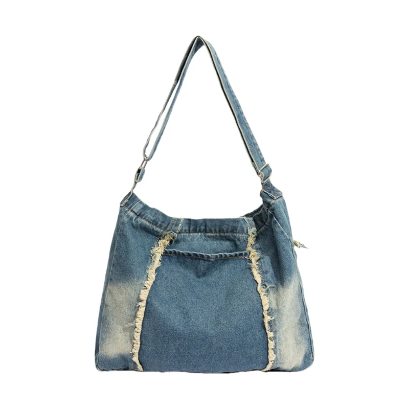Сумка через плечо из стираных джинсов для работы или шоппинга с джинсами