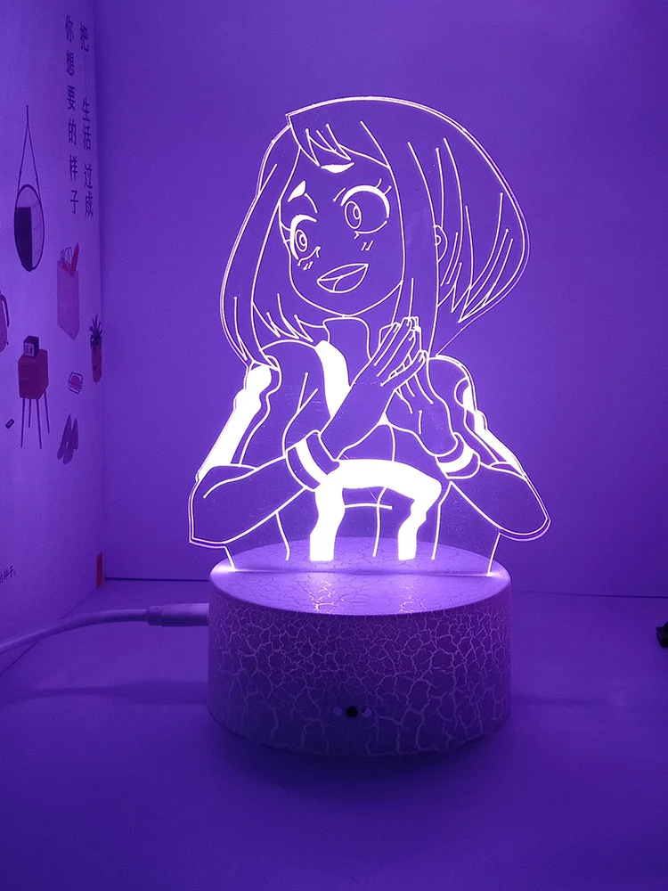 

My Hero Academia Boku No Ochaco Uraraka 3d Led Lamp for Bedroom Manga Night Lights Anime Action Figure Decoration Lampara Noche