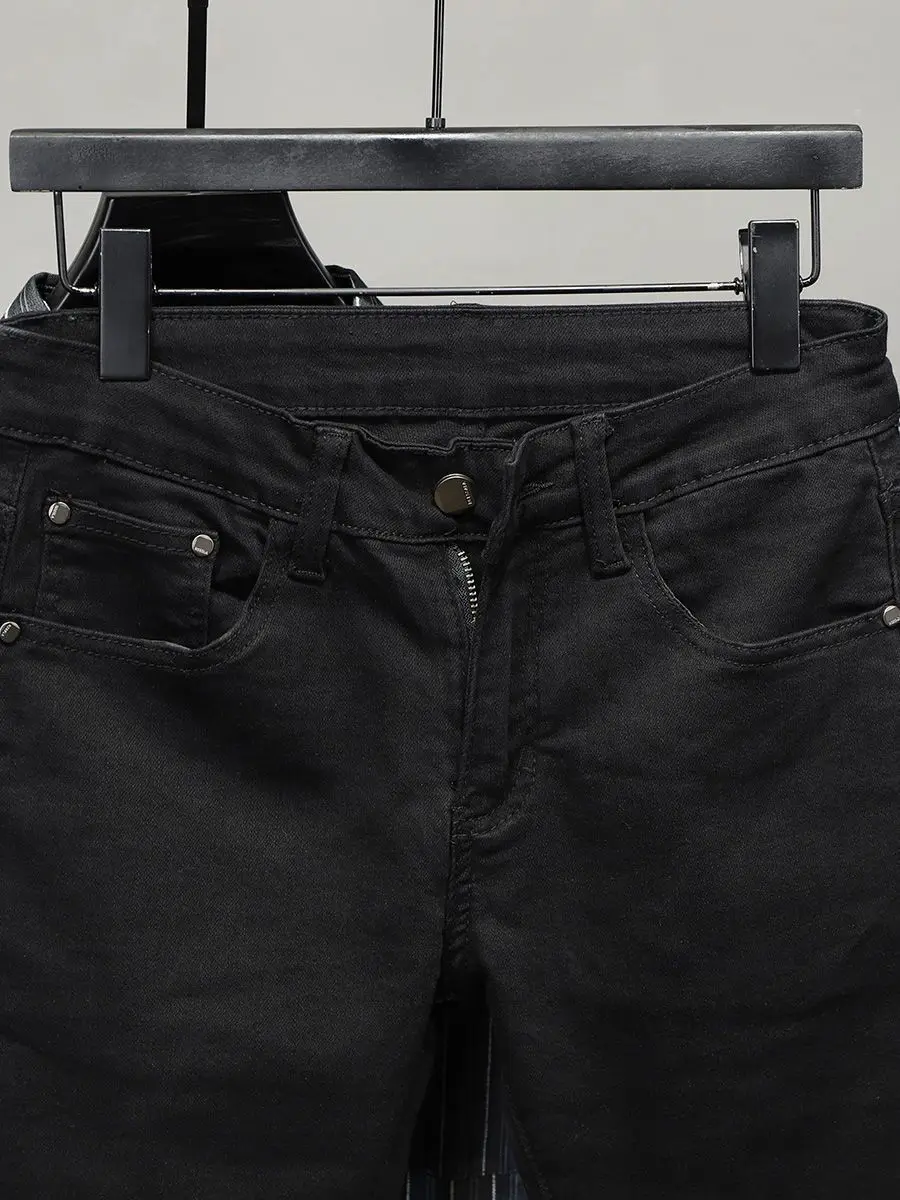 Роскошные Брендовые мужские джинсы Мужские Черные Облегающие повседневные для