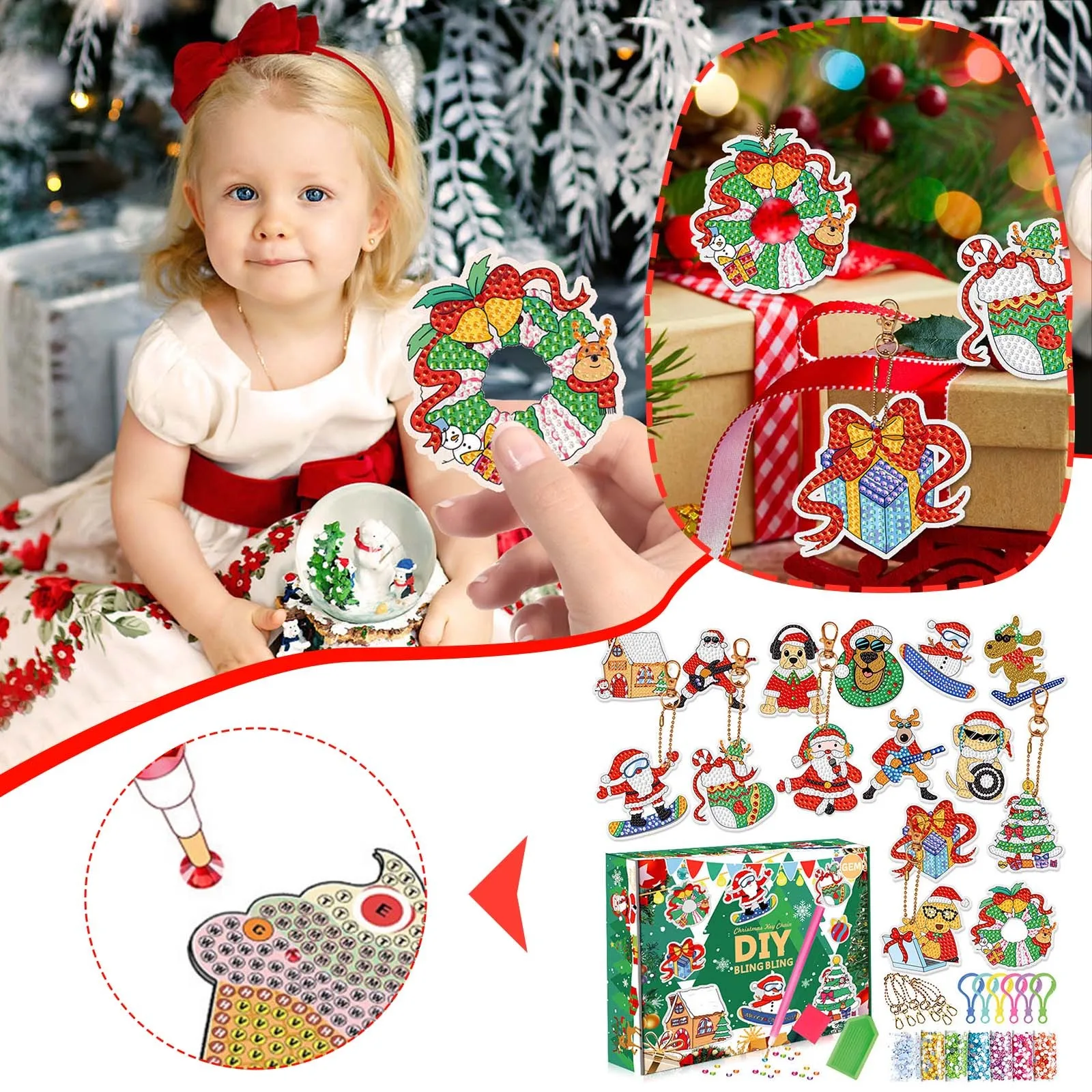 

Рождественская картина, брелок «сделай сам», акриловый 5d ручной работы, бурильная коробка, брелок, подвеска